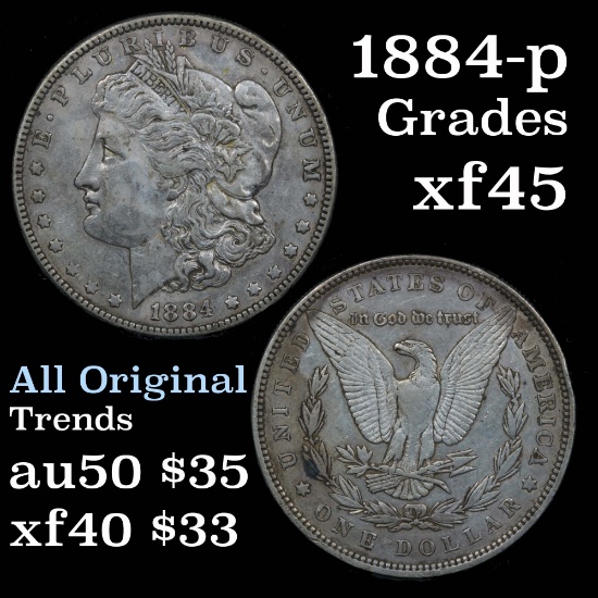1884-p Morgan Dollar $1 Grades xf+