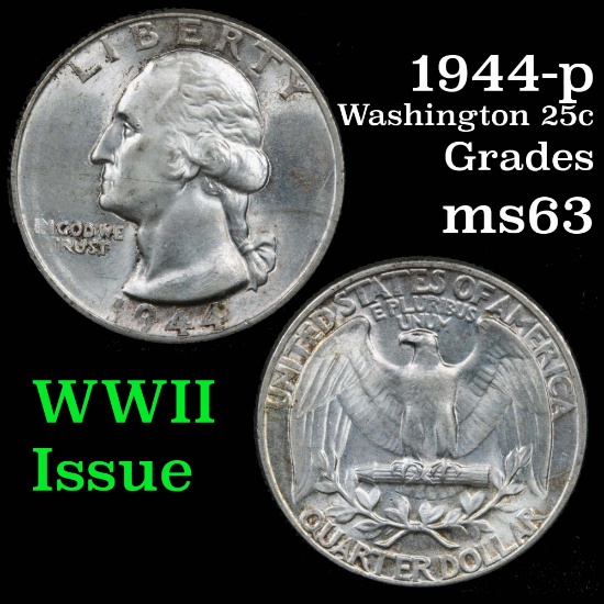 1944-p Washington Quarter 25c Grades Select Unc