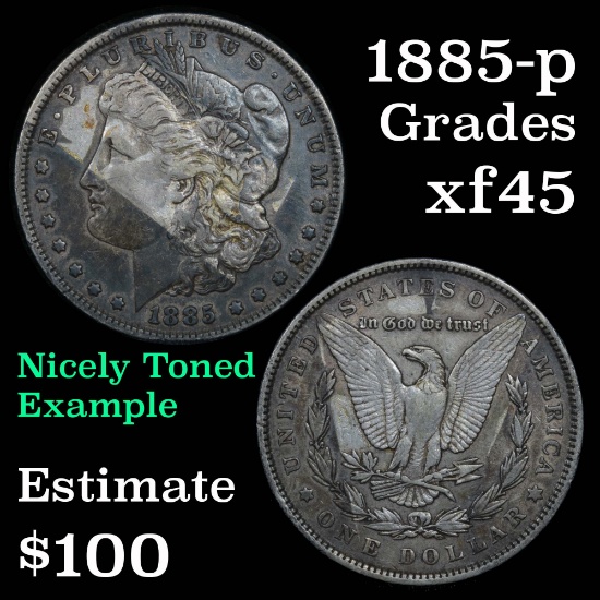 1885-p Morgan Dollar $1 Grades xf+