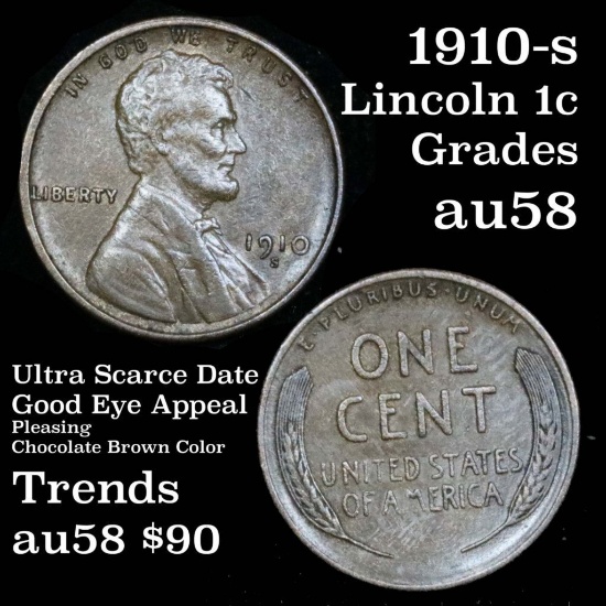 1910-s Lincoln Cent 1c Grades Choice AU/BU Slider