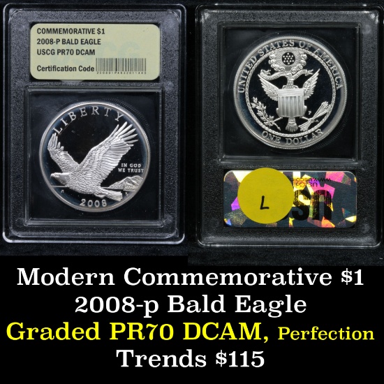 2008-p Bald eagle Modern Commem Dollar $1 Graded GEM++ Proof Deep Cameo, perfection by USCG
