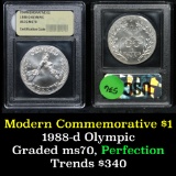 1988-d Olympics Modern Commem Dollar $1 Graded Gem++, Perfection by USCG