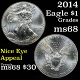 2014 Silver Eagle Dollar $1 Grades GEM+++ Unc