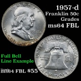 1957-d Franklin Half Dollar 50c Grades Choice Unc FBL