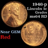 1946-p Lincoln Cent 1c Grades Choice Unc RD