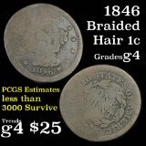 1846 Braided Hair Large Cent 1c Grades g, good