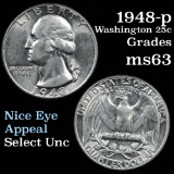 1948-p Washington Quarter 25c Grades Select Unc