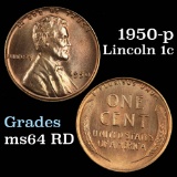 1950-p Lincoln Cent 1c Grades Choice Unc RD