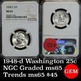 NGC 1948-d Washington Quarter 25c Graded ms65 by NGC