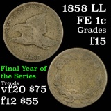 1858 LL Flying Eagle Cent 1c Grades f+