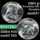 1961-p Franklin Half Dollar 50c Grades Select+ Unc