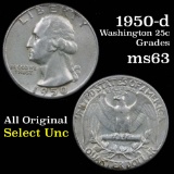 1950-d Washington Quarter 25c Grades Select Unc