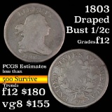 1803 Draped Bust Half Cent 1/2c Grades f, fine