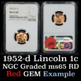 NGC 1952-d Lincoln Cent 1c Graded ms65 RD by ngc