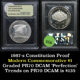 1987-S CONSTITUTION BICENTENNIAL Modern Commem $1 Graded GEM++ Proof DCAM, perfection by USCG