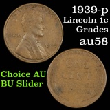 1939-p Lincoln Cent 1c Grades Choice AU/BU Slider