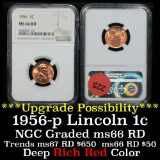 ***Auction Highlight*** NGC 1956-p Lincoln Cent 1c Graded ms66 RD by ngc (fc)