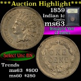 ***Auction Highlight*** 1859 Indian Cent 1c Graded Select Unc by USCG (fc)