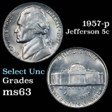 1957-p Jefferson Nickel 5c Grades Select Unc