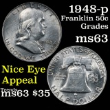 1948-p Franklin Half Dollar 50c Grades Select Unc