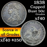 1838 Capped Bust Half Dollar 50c Grades xf