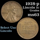 1928-p Lincoln Cent 1c Grades Select Unc