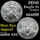 2016 Silver Eagle Dollar $1 Grades GEM+++ Unc