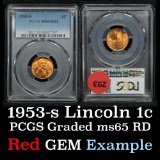 PCGS 1953-s Lincoln Cent 1c Graded ms65 RD by pcgs