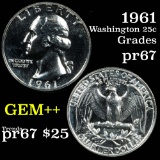 1961 Washington Quarter 25c Grades GEM++ Proof