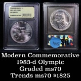 1983-d Olympics Modern Commem Dollar $1 Graded Gem++, Perfection by USCG