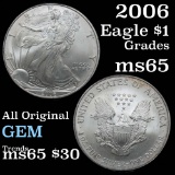 2006 Silver Eagle Dollar $1 Grades GEM Unc