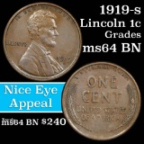 1919-s Lincoln Cent 1c Grades Choice Unc BN