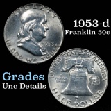 1953-d Franklin Half Dollar 50c Grades Unc Details