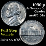 1959-p Jefferson Nickel 5c Grades GEM 5fs