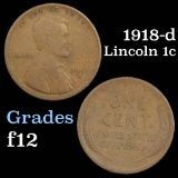 1918-d Lincoln Cent 1c Grades f, fine