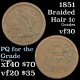 1851 Braided Hair Large Cent 1c Grades vf++