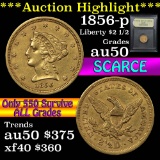 ***Auction Highlight*** 1856-p Gold Liberty Quarter Eagle $2 1/2 Graded AU, Almost Unc by USCG (fc)