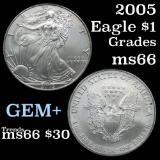 2005 Silver Eagle Dollar $1 Grades GEM+ Unc