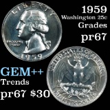 1959 Washington Quarter 25c Grades GEM++ Proof