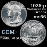 1936-p Washington Quarter 25c Grades GEM+ Unc