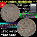 1804 Crosslet 4 with stems Draped Bust Half Cent 1/2c Graded xf by USCG (fc)