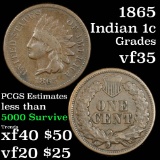 1865 Indian Cent 1c Grades vf++