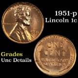 1951-p Lincoln Cent 1c Grades Unc Details