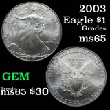 2003 Silver Eagle Dollar $1 Grades GEM Unc