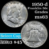 1950-d Franklin Half Dollar 50c Grades Select Unc