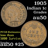 1905 Indian Cent 1c Grades AU, Almost Unc