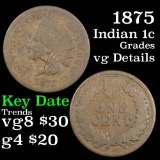 1875 Indian Cent 1c Grades vg details