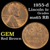 1955-d Lincoln Cent 1c Grades GEM Unc RB