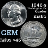 1946-s Washington Quarter 25c Grades GEM Unc