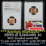 NGC 1955-d Lincoln Cent 1c Graded ms66 RD by ngc